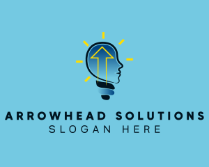 Blue Human Lightbulb Arrow logo design