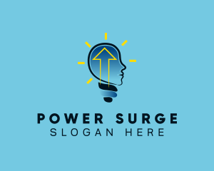 Surge - Blue Human Lightbulb Arrow logo design
