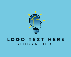 Blue Human Lightbulb Arrow Logo