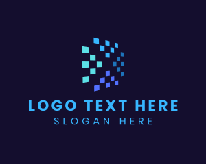 Data - Blue Digital Pixels logo design