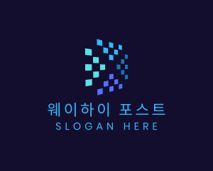 Blue Digital Pixels logo design