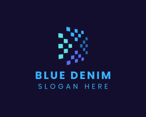 Blue Digital Pixels logo design