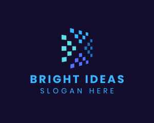Led - Blue Digital Pixels logo design