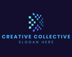 Blue Digital Pixels logo design