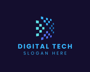 Digital - Blue Digital Pixels logo design