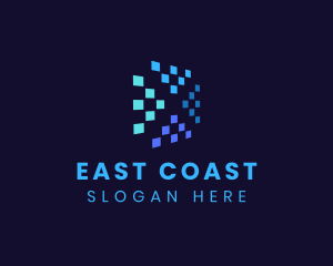 Blue Digital Pixels logo design