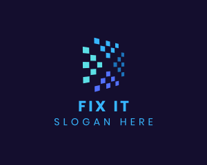 Blue Digital Pixels logo design