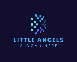 Blue Digital Pixels logo design