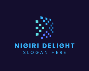 Blue Digital Pixels logo design