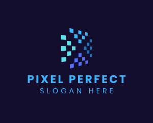 Blue Digital Pixels logo design