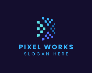 Pixel - Blue Digital Pixels logo design