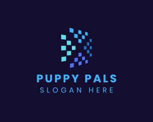 Blue Digital Pixels logo design