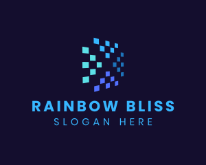 Blue Digital Pixels logo design