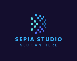 Blue Digital Pixels logo design