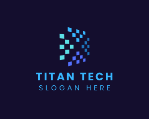 Blue Digital Pixels logo design