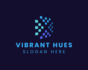 Blue Digital Pixels logo design