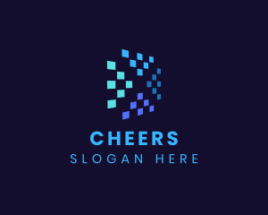 Networking - Blue Digital Pixels logo design