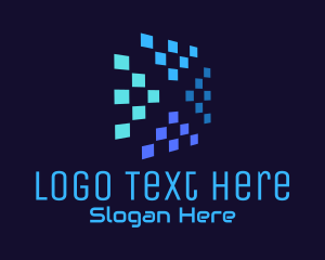 Program - Blue Digital Pixels logo design