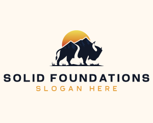Buffalo Bison Mountain Logo