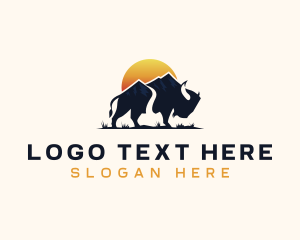 Ox - Buffalo Bison Mountain logo design