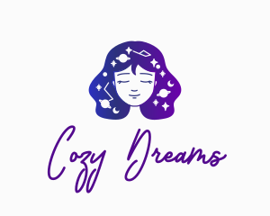 Galaxy Face Woman logo design