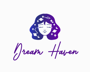 Galaxy Face Woman logo design