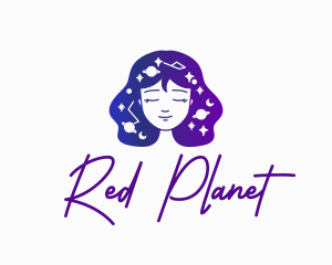 Galaxy Face Woman logo design