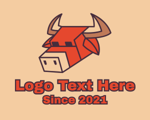 Rancher - Geometric Ox Head logo design