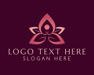 Pink - Yoga Flower Meditation logo design