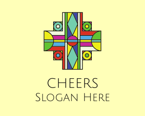 Multicolor Cross Stained Glass Logo