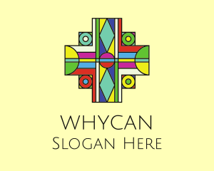 Multicolor Cross Stained Glass Logo