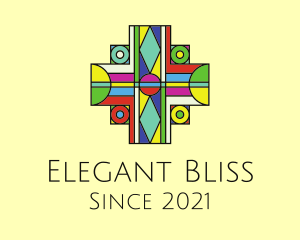 Basilica - Multicolor Cross Stained Glass logo design