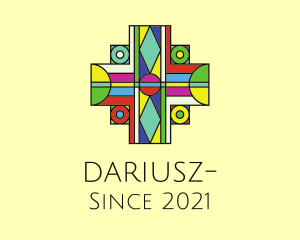 Plaza - Multicolor Cross Stained Glass logo design