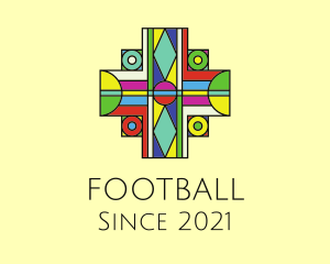 Parish - Multicolor Cross Stained Glass logo design
