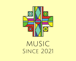 Gift - Multicolor Cross Stained Glass logo design