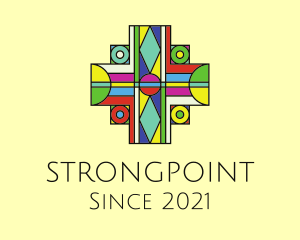 Art - Multicolor Cross Stained Glass logo design