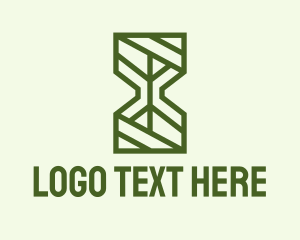 Sandclock - Green Outline Hourglass logo design