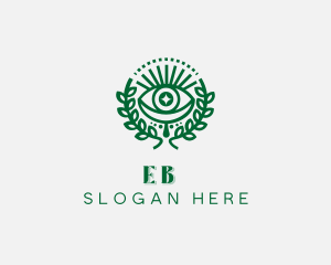 Fortune Telling - Bohemian Eye Wreath logo design