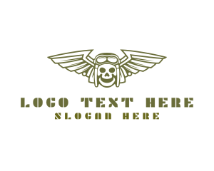 Corps - Happy Skull Pilot Wing logo design
