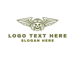 Aeronautics - Skull Pilot Wing logo design