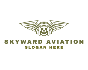 Skull Pilot Wing logo design