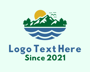 Wave - Floating Island Mountain logo design