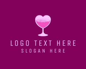 Wine - Heart Cocktail Drink logo design