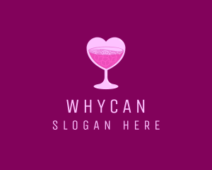 Wine Bar - Heart Cocktail Drink logo design