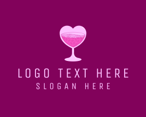 Lounge Bar - Heart Cocktail Drink logo design