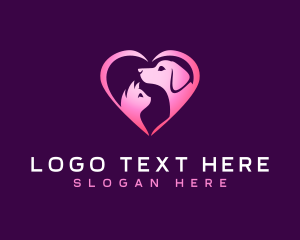 Grooming - Heart Cat Dog logo design