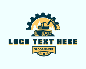 Quarry - Mining Excavator Cogwheel logo design