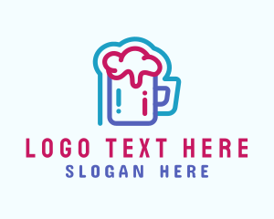 Happy Hour - Neon Beer Mug logo design