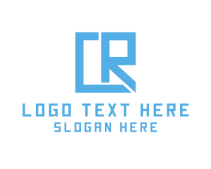 Blue Square - Geometric Letter CR Technology logo design