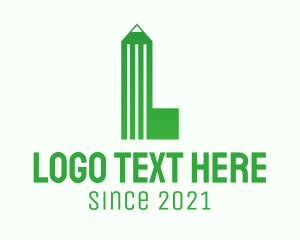 Novel - Green Pencil Letter L logo design